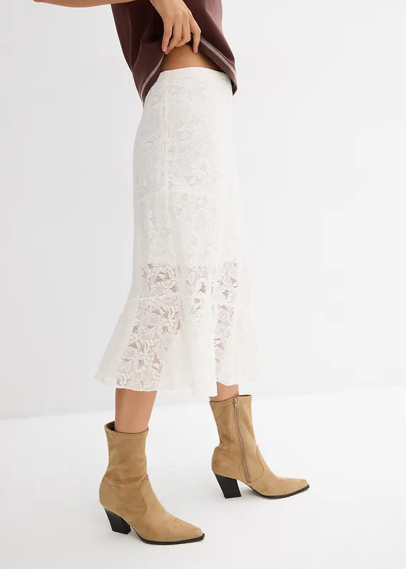 Gonna midi con pizzo, bonprix