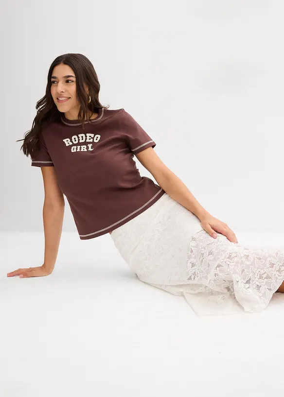 Gonna midi con pizzo, bonprix