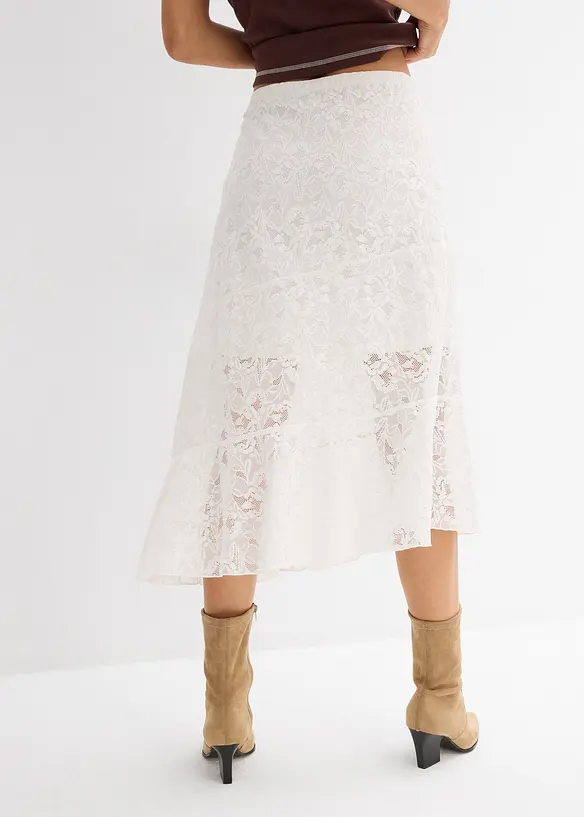 Gonna midi con pizzo, bonprix