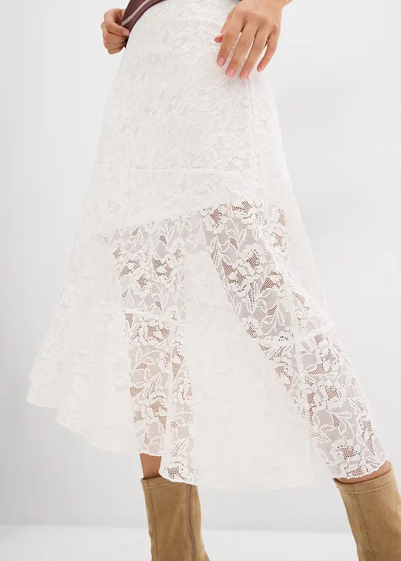 Gonna midi con pizzo, bonprix