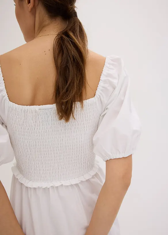 Abito midi con maniche a sbuffo e dettaglio smock, bonprix