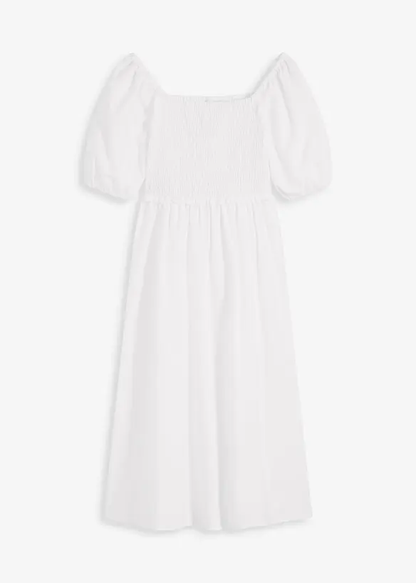 Abito midi con maniche a sbuffo e dettaglio smock, bonprix