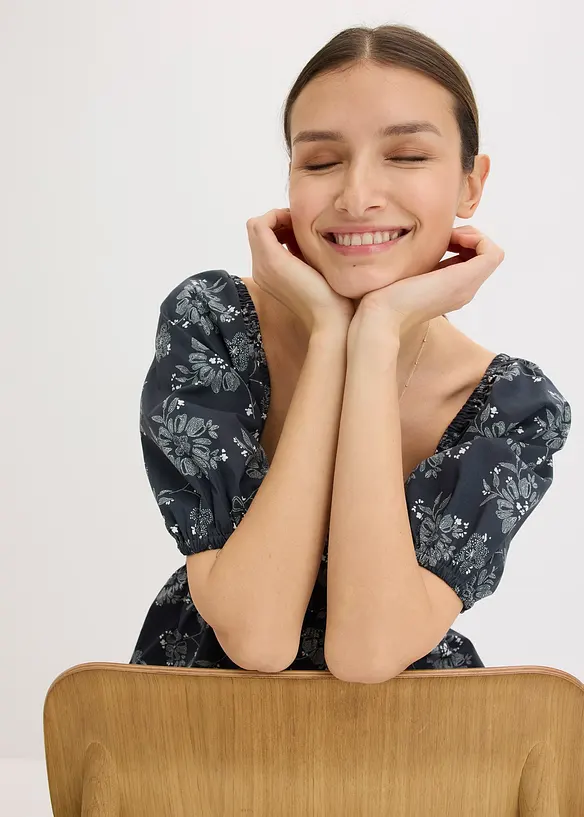 Abito midi con maniche a sbuffo, bonprix