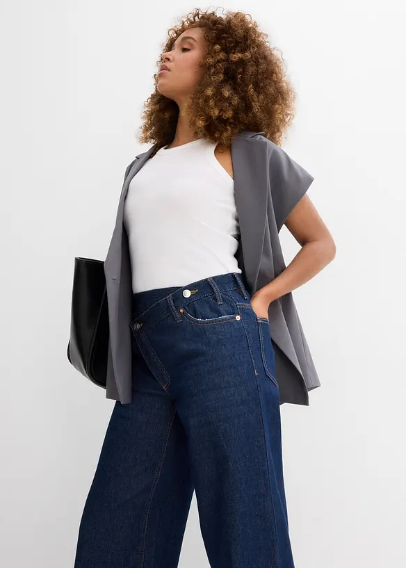 Jeans wide leg, vita media, bonprix