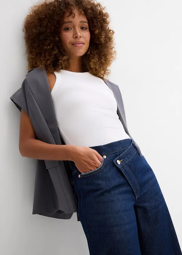 Jeans wide leg, vita media, bonprix
