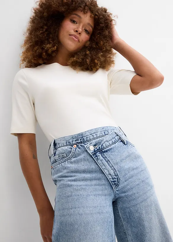 Jeans wide leg, vita media, bonprix