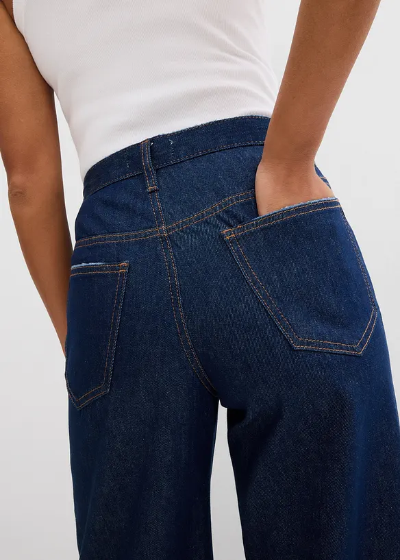 Jeans wide leg, vita media, bonprix