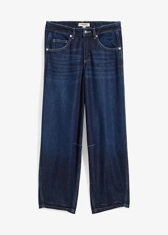 Jeans cropped a palloncino, vita media, bonprix
