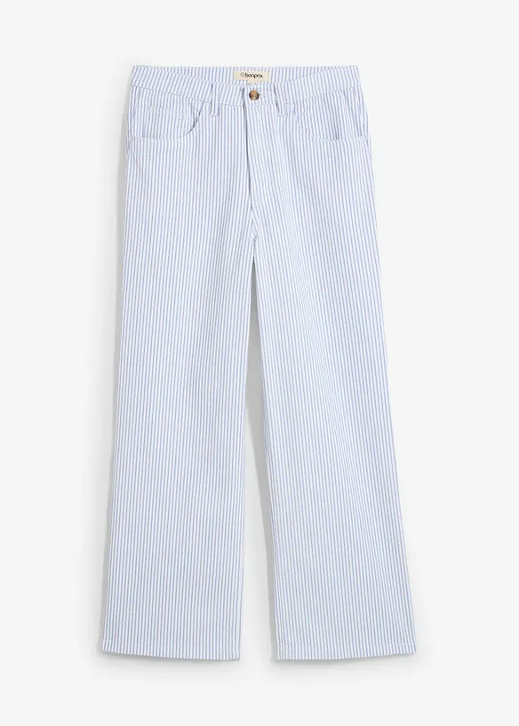 Jeans wide leg cropped, vita alta, bonprix