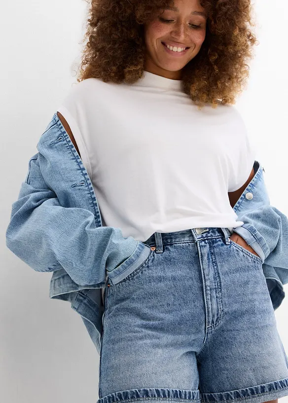 Shorts di jeans, vita alta, bonprix