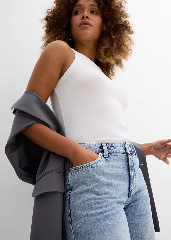 Bermuda in jeans, vita media, bonprix