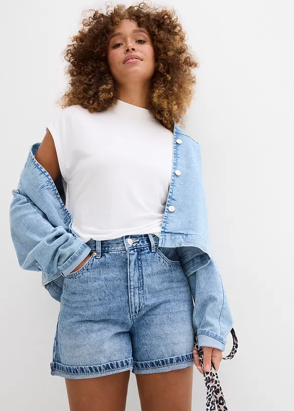 Shorts di jeans, vita alta, bonprix