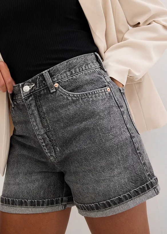 Shorts di jeans, vita alta, bonprix
