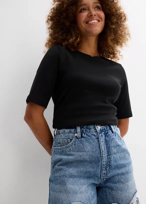 Shorts di jeans, vita alta, bonprix