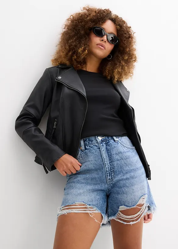 Shorts di jeans, vita alta, bonprix