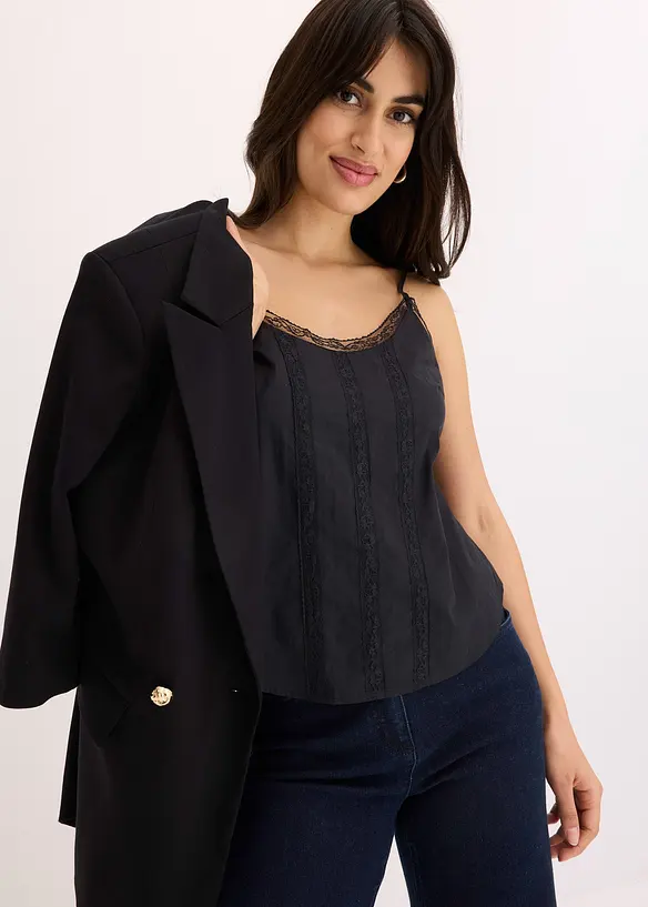 Top in puro cotone con ricamo traforato, bonprix