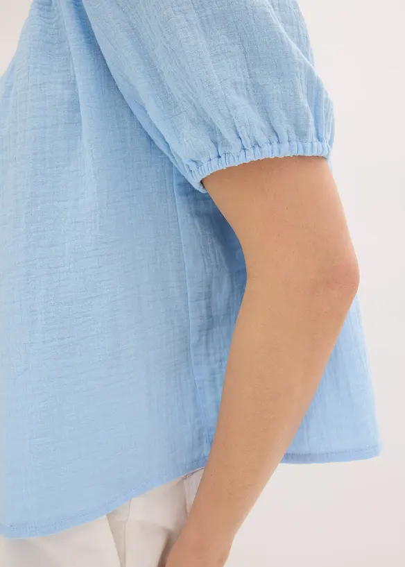 Blusa a maniche corte in mussola, bonprix