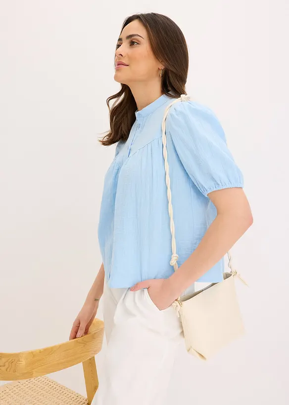 Blusa a maniche corte in mussola, bonprix