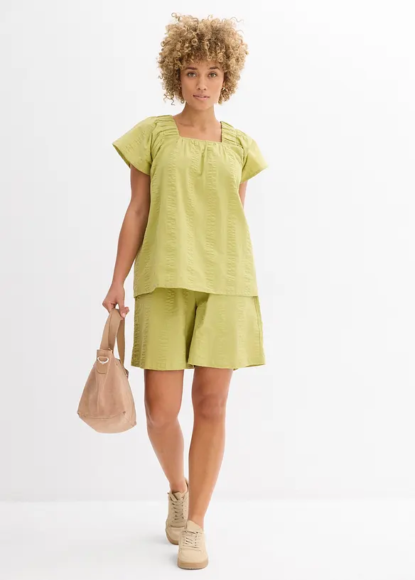 Shorts con elastico in vita in seersucker di cotone, bonprix