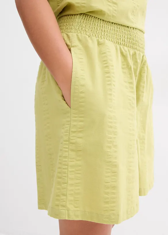 Shorts con elastico in vita in seersucker di cotone, bonprix