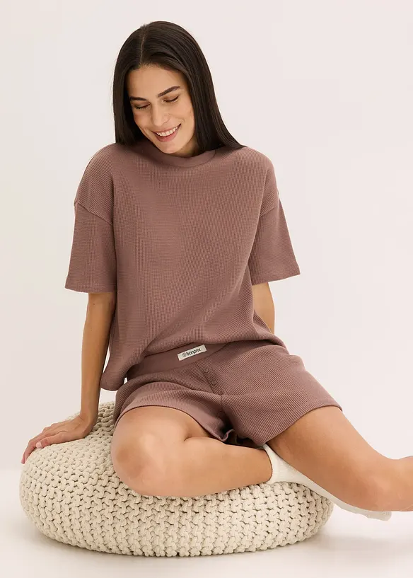 Tuta da casa in jersey alveolare con pantaloncini, bonprix