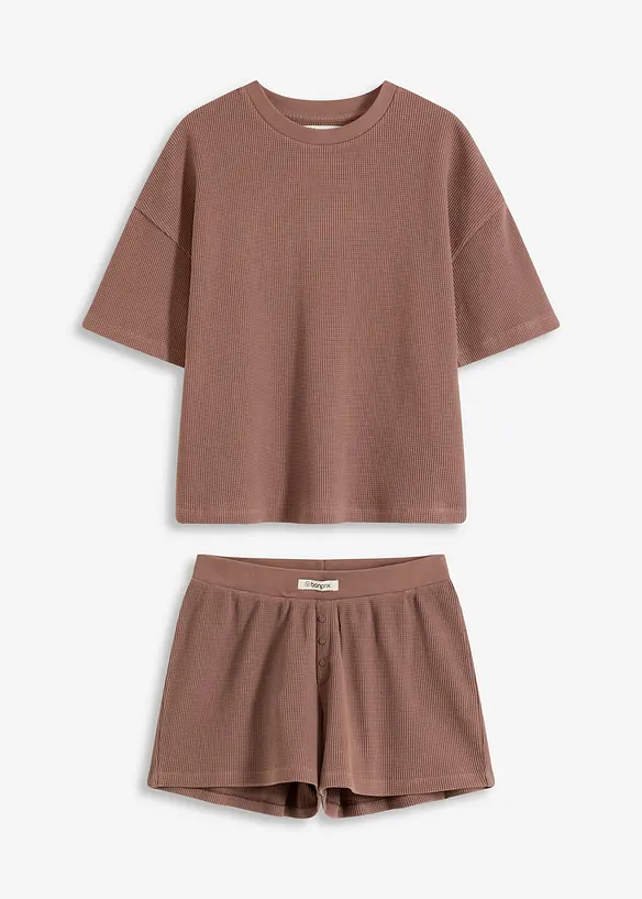 Tuta da casa in jersey alveolare con pantaloncini, bonprix