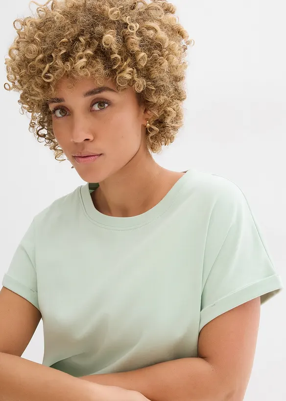 T-shirt asimmetrica in jersey di cotone pesante, bonprix
