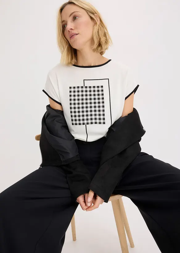 Maglia con stampa e bordi a contrasto, bonprix