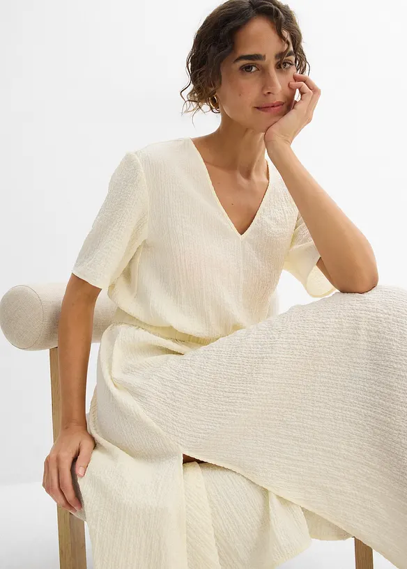 Abito midi in seersucker fresco, bonprix