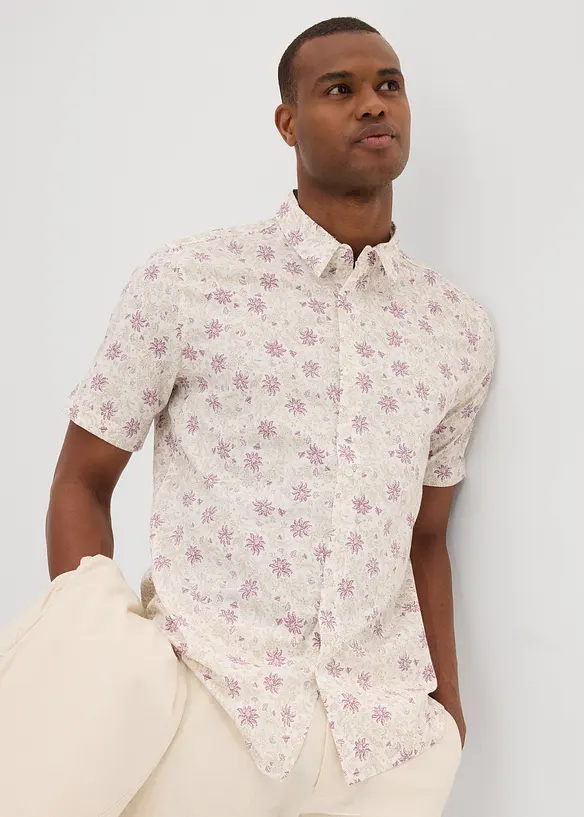 Camicia a maniche corte a fiori in puro cotone biologico, bonprix