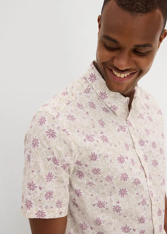 Camicia a maniche corte a fiori in puro cotone biologico, bonprix