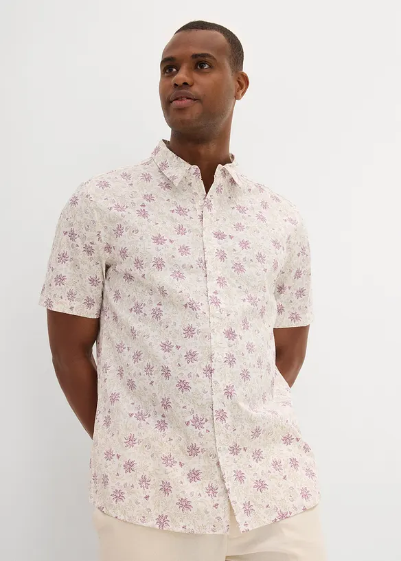 Camicia a maniche corte a fiori in puro cotone biologico, bonprix