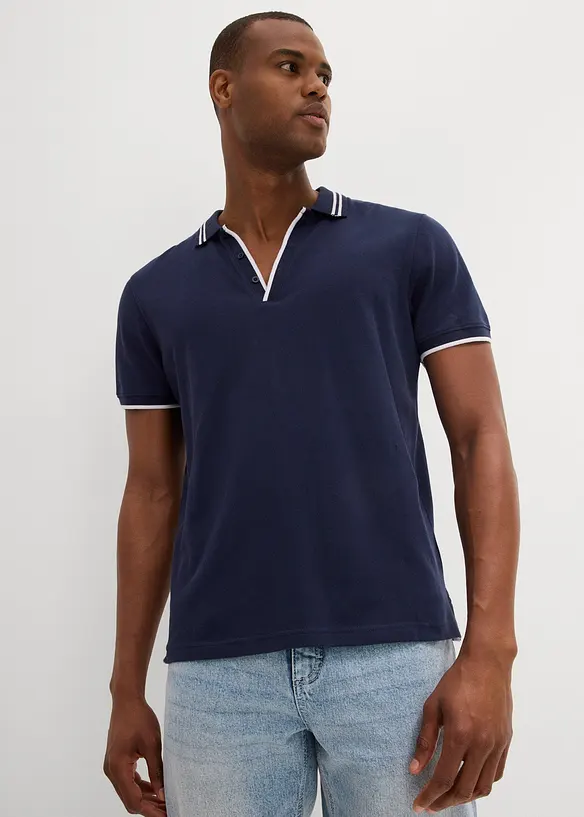Polo in piquet con scollo a V, bonprix