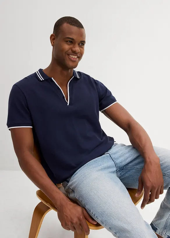 Polo in piquet con scollo a V, bonprix