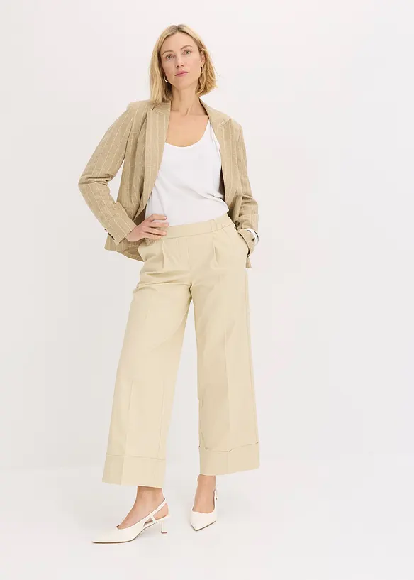 Pantaloni con pinces in cotone elasticizzato, bonprix