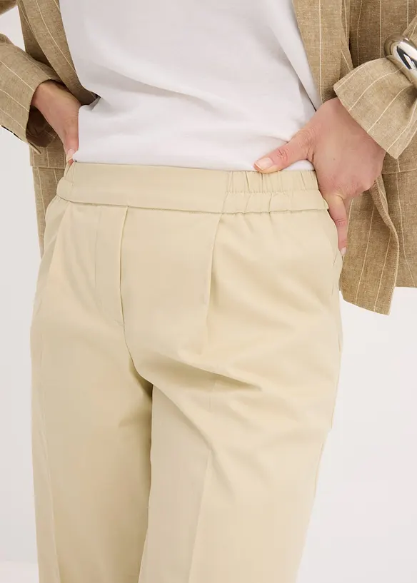 Pantaloni con pinces in cotone elasticizzato, bonprix