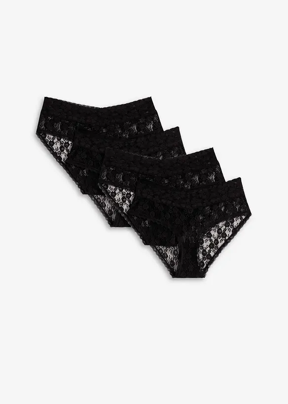 Panty in pizzo con arricciatura (pacco da 4), bonprix