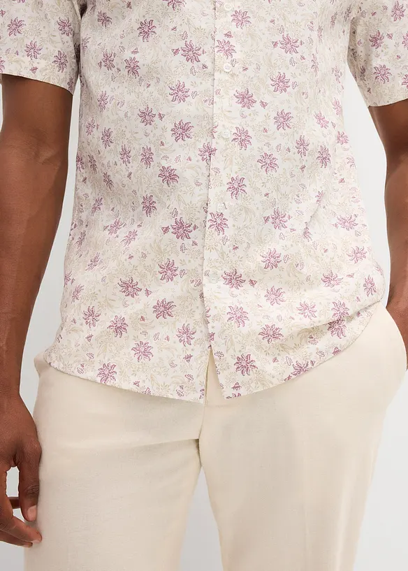 Camicia a maniche corte a fiori in puro cotone biologico, bonprix