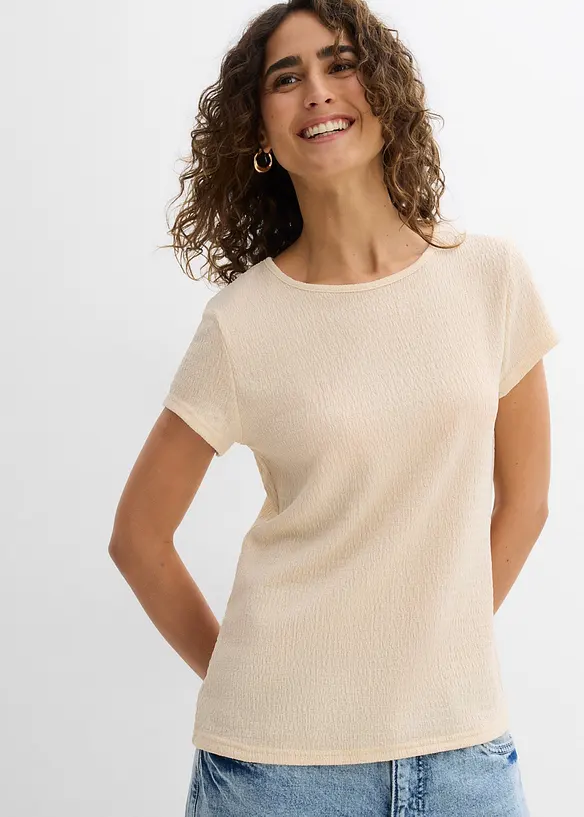 T-shirt in crêpe strutturato, bonprix