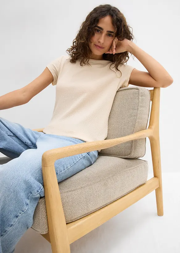 T-shirt in crêpe strutturato, bonprix