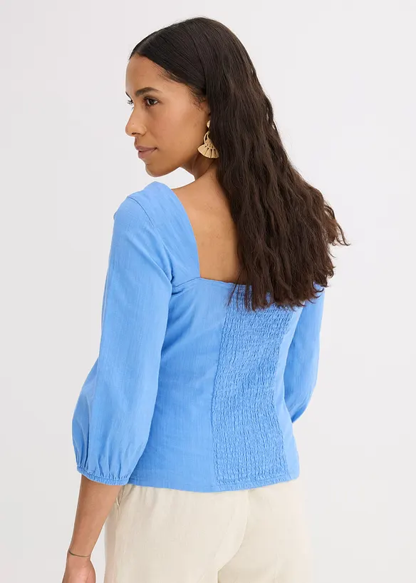 Blusa con maniche a sbuffo e dettaglio smock, bonprix