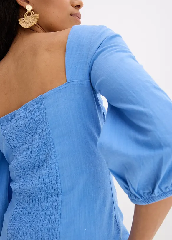 Blusa con maniche a sbuffo e dettaglio smock, bonprix