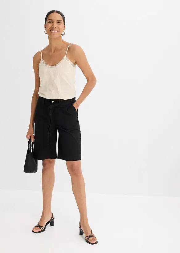 Shorts in twill con cintura da annodare, bonprix