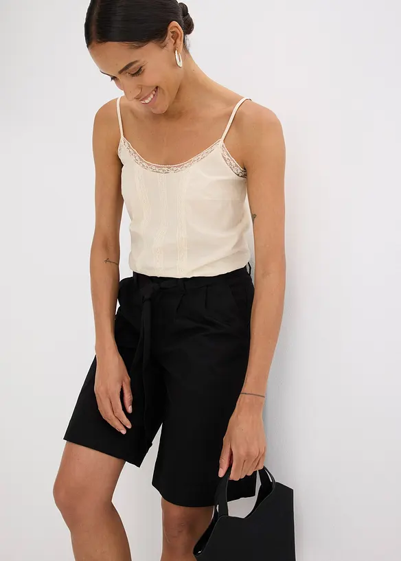 Shorts in twill con cintura da annodare, bonprix