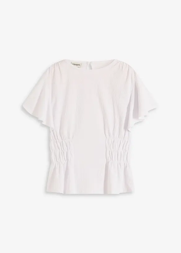 Maglia in jersey crêpe con dettagli smock, bonprix