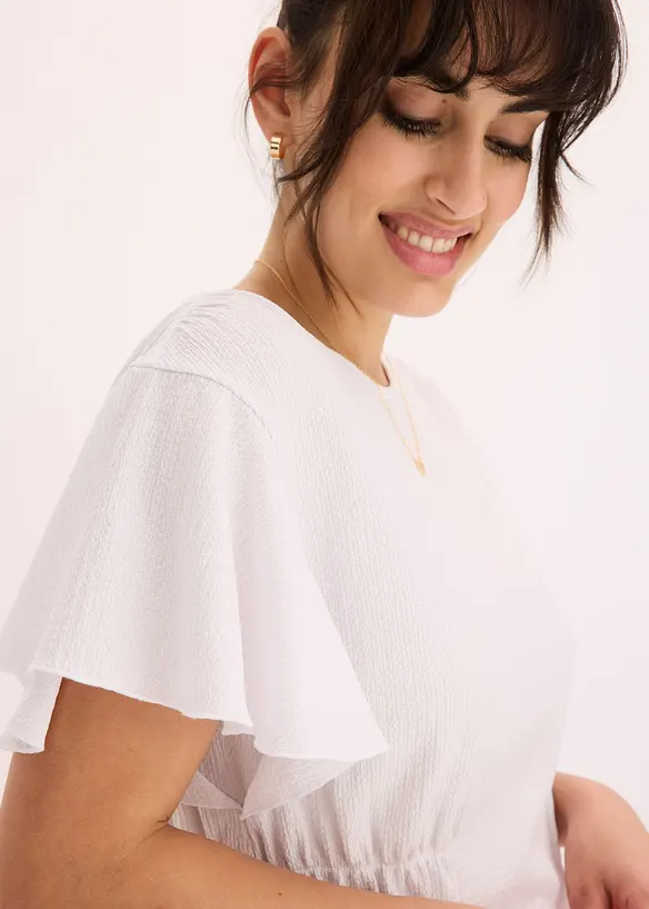 Maglia in jersey crêpe con dettagli smock, bonprix