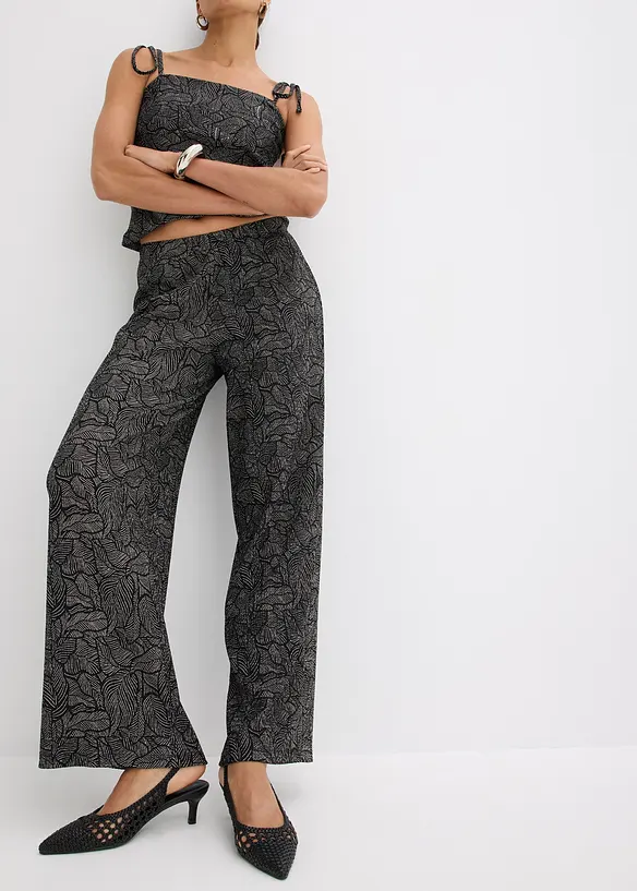 Pantaloni in jersey crêpe strutturato, bonprix
