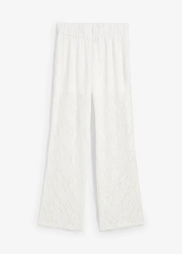 Pantaloni con elastico in vita e pizzo, bonprix