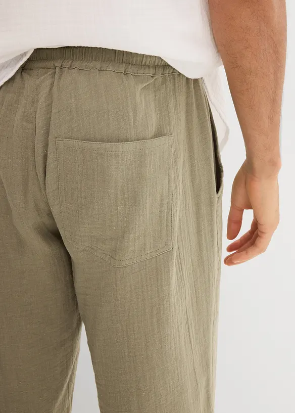Pantaloni in mussola con elastico in vita regular fit, tapered, bonprix
