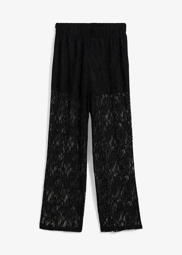 Pantaloni con elastico in vita e pizzo, bonprix